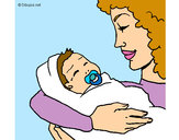 Dibujo Madre con su bebe II pintado por linda3599