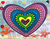 Dibujo Mandala corazón pintado por curucha