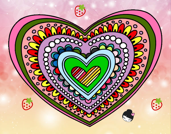 Dibujo Mandala corazón pintado por mitiiiiiii