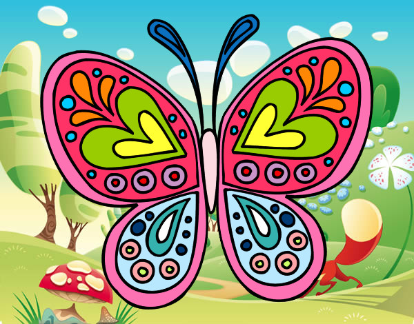 Dibujo Mandala mariposa pintado por Jcarlitos