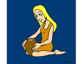 Dibujo Mujer y jarrón pintado por minnieguay