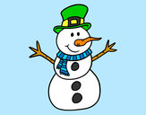 Dibujo Muñeco de nieve con sombrero pintado por julia2