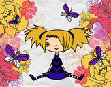 Dibujo Niña con mariposas pintado por sami81