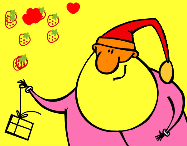 Dibujo Papa Noel con un regalo pintado por anipre