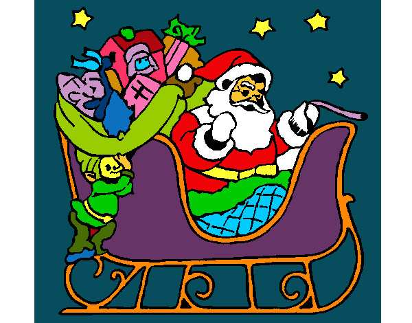 Dibujo Papa Noel en su trineo pintado por guillem