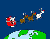 Dibujo Papa Noel repartiendo regalos 3 pintado por JoOceLoOve
