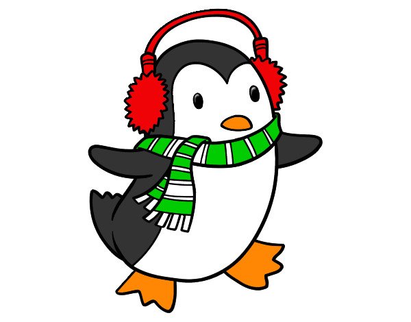 Dibujo Pingüino con bufanda pintado por p5benviure