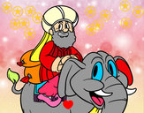 Dibujo Rey Baltasar en elefante pintado por ivanmoren