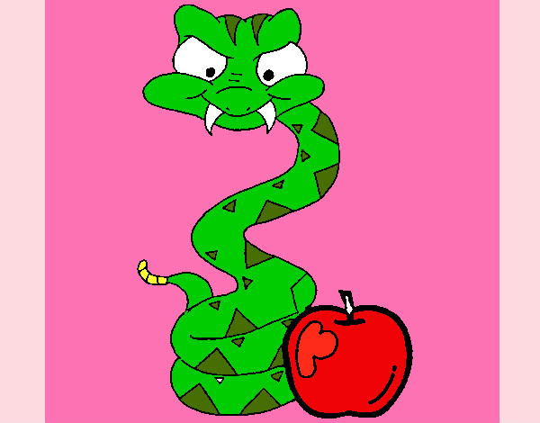 Dibujo Serpiente y manzana pintado por arancha