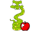 Dibujo Serpiente y manzana pintado por fabiana123