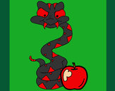 Dibujo Serpiente y manzana pintado por geju