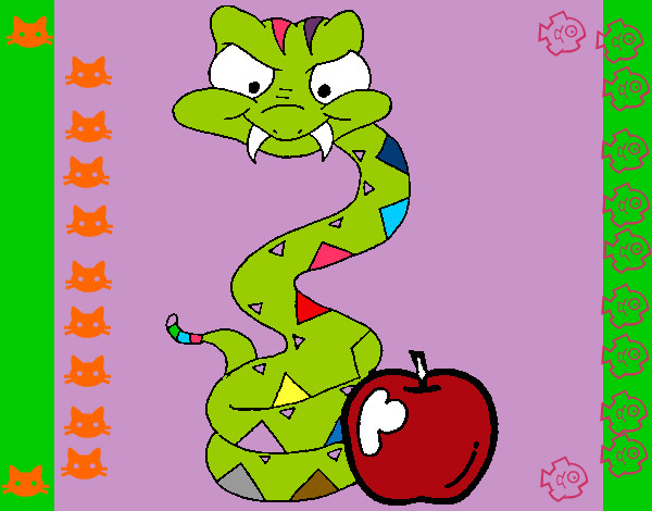 Dibujo Serpiente y manzana pintado por nachatop