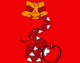 Dibujo Serpiente y manzana pintado por sam53
