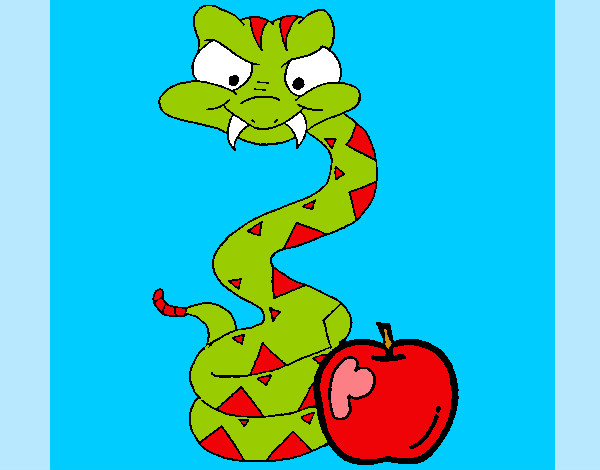 Dibujo Serpiente y manzana pintado por Vale11