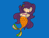 Dibujo Sirena con los brazos en la cardera pintado por hanniecaro