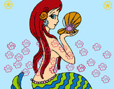 Dibujo Sirena y perla pintado por esme1