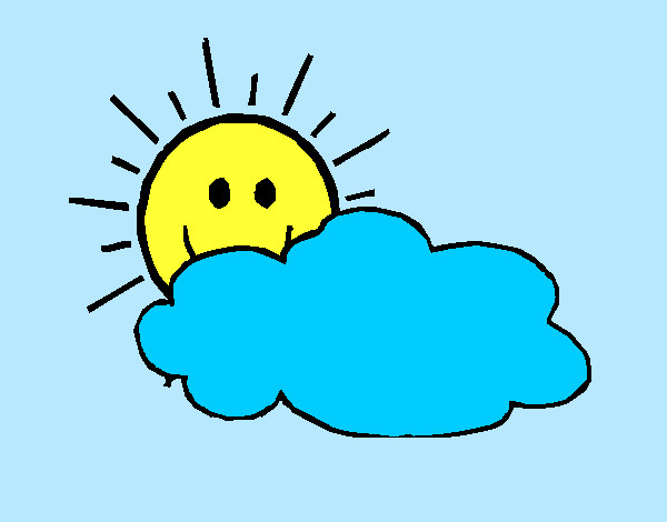 Dibujo Sol y nube pintado por azulina