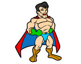 Dibujo Superhéroe musculado pintado por ubaldo