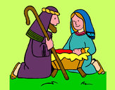Dibujo Adoran al niño Jesús pintado por maributelo