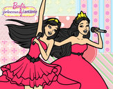 Dibujo Barbie y la princesa cantando pintado por damaris201
