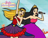 Dibujo Barbie y la princesa cantando pintado por luz6981