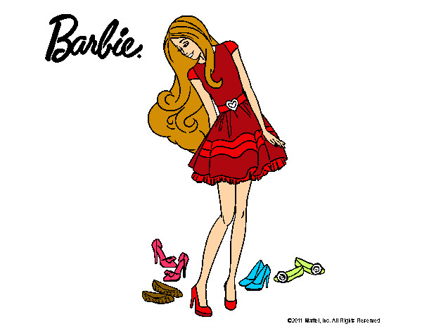 Dibujo Barbie y su colección de zapatos pintado por Antia2000