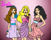 Dibujo Barbie y sus amigas vestidas de fiesta pintado por skarled