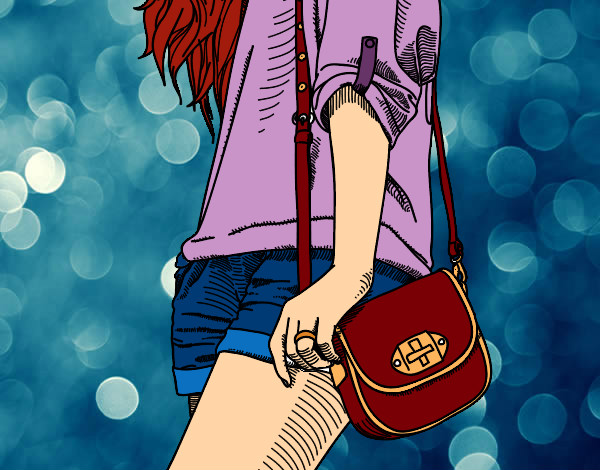 Dibujo Chica con bolso pintado por janire29