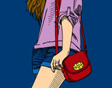 Dibujo Chica con bolso pintado por marielu15