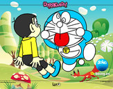 Dibujo Doraemon y Nobita pintado por ivanmoren