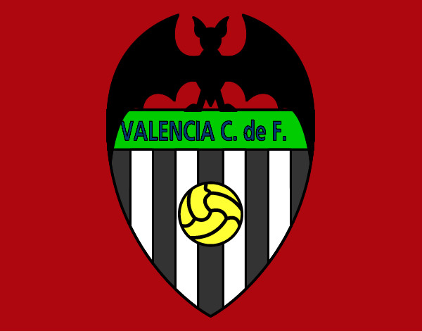 Dibujo Escudo del Valencia C. F. pintado por CORVETTE