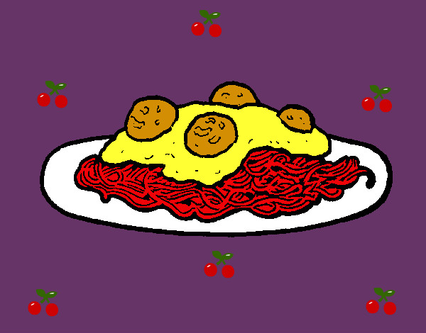 Dibujo Espaguetis con carne pintado por Olisokis