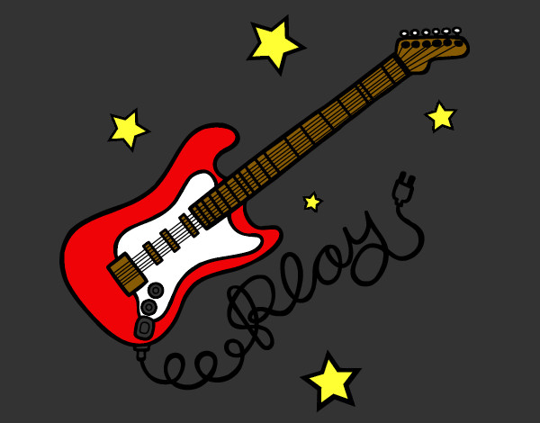 Dibujo Guitarra y estrellas pintado por marita1590