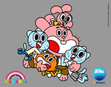 Dibujo Gumball y amigos contentos pintado por damaris201