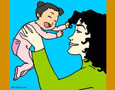 Dibujo Madre con su bebe 1 pintado por brisabrico