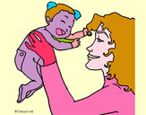 Dibujo Madre con su bebe 1 pintado por Greshel