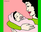 Dibujo Madre con su bebe II pintado por brisabrico