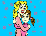 Dibujo Madre e hija abrazadas pintado por sirenitha