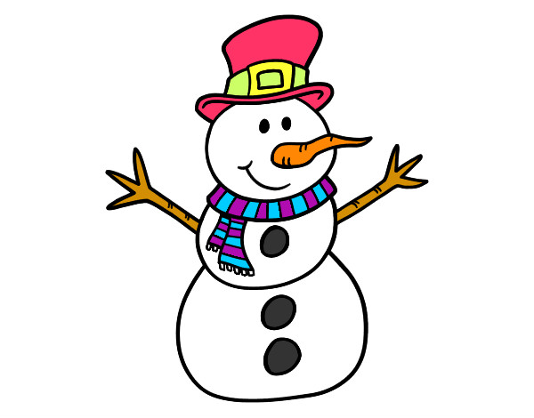 Dibujo Muñeco de nieve con sombrero pintado por fer27