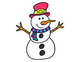 Dibujo Muñeco de nieve con sombrero pintado por fer27