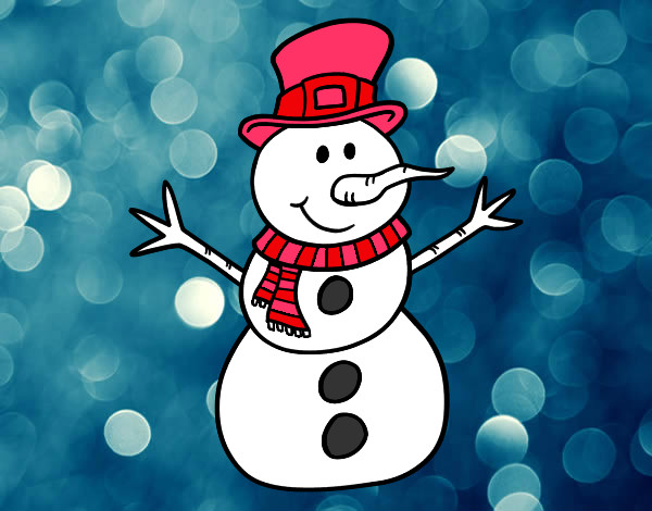 Dibujo Muñeco de nieve con sombrero pintado por greyci
