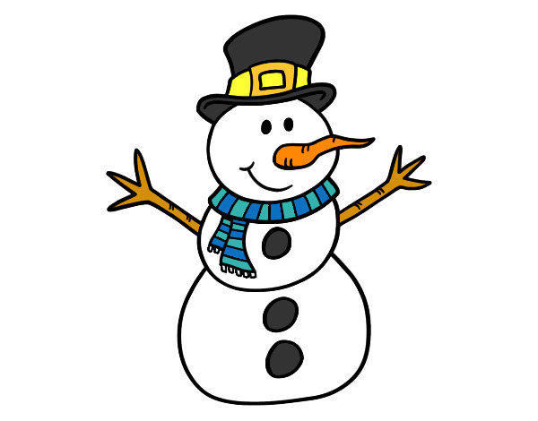 Dibujo Muñeco de nieve con sombrero pintado por valeriar