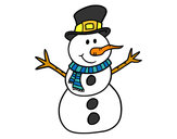 Dibujo Muñeco de nieve con sombrero pintado por valeriar