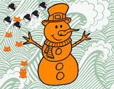 Dibujo Muñeco de nieve con sombrero pintado por XeniaSL