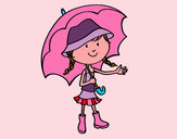 Dibujo Niña con paraguas pintado por Minx