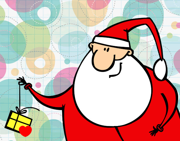 Dibujo Papa Noel con un regalo pintado por AmuNyan
