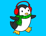 Dibujo Pingüino con bufanda pintado por cana