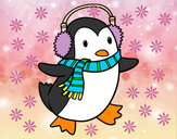 Dibujo Pingüino con bufanda pintado por loana
