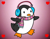 Dibujo Pingüino con bufanda pintado por Piita