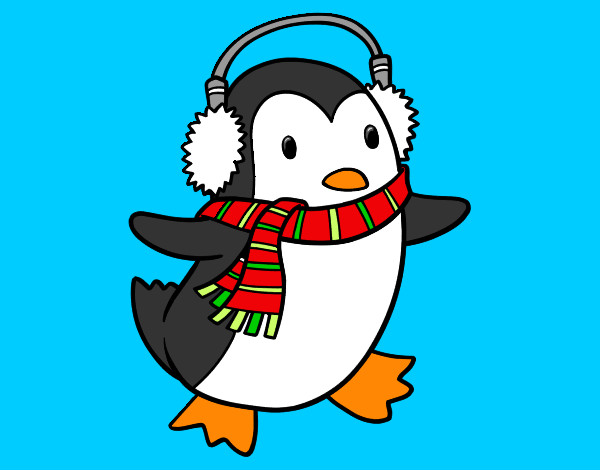 Dibujo Pingüino con bufanda pintado por valeriar